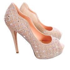 NUEVO Zapatos de tacón de aguja De Blossom Nude Shimmer plataforma con joyas — TALLA 9 NUEVOS SIN ETIQUETAS, usado segunda mano  Embacar hacia Argentina