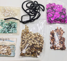 Antique Vintage Sequin Mixed Colors, Shapes, and Sizes Lot Fuchsia, Mint, Gold for sale  Shipping to South Africa