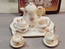 Mini juego de té de café de porcelana floral 10 piezas crema de azúcar 2 tazas platillos segunda mano  Embacar hacia Argentina