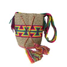 Usado, Saco Colombiano Wayuu 100% Original Handmade Bucket Shoulder Bag Cores comprar usado  Enviando para Brazil