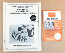 Sears Suburban Garden Tractor Manual Parts List & Dealer Hang Tag Disc Harrow for sale  Shipping to South Africa