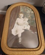 Antique Arch Convex Bubble Glass Ornate Gesso & Wood Picture Frame Pic of Child  for sale  Shipping to South Africa