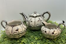 Set of 3 - Sterling Silver Inlay American Belleek Tea Coffee Creamer & Sugar for sale  Shipping to South Africa