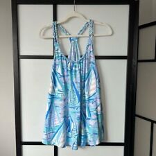 [XL] Lily Pulitzer Ocean Blue Sail Boat Print Braided Detail Racerback Tank Top for sale  Shipping to South Africa