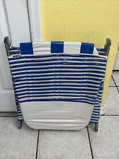 Vintage Dobrável Gramado Lounge Chair Praia Deck Piscina Vinil Tubo de Geléia Azul Branco comprar usado  Enviando para Brazil