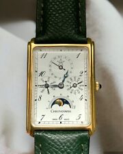 Relógio Chronoswiss retangular data tripla fase da lua aço dourado comprar usado  Enviando para Brazil