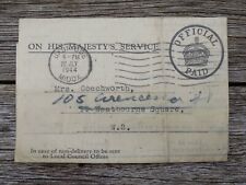 WW2 1944 Home Front London German Air Raid Boy Casualty Emergency Medical Letter for sale  WATERLOOVILLE