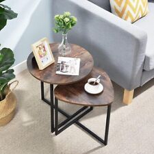 Nesting Coffee Table Set of 2 Modern Nesting Table Stacking End Side Table Brown for sale  Shipping to South Africa