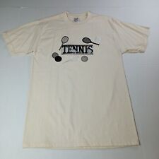 Camiseta de tenis vintage para hombre M mediana beige raqueta de tenis Jerzees hecha en EE. UU. segunda mano  Embacar hacia Argentina