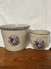 Home & Garden Party Stoneware Floral Flower Pot 5" & 4” - Set Of 2, used for sale  Shipping to South Africa