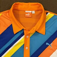 Camisa polo masculina golfe PUMA laranja vibrante Chevron dupla swing performance GG, usado comprar usado  Enviando para Brazil