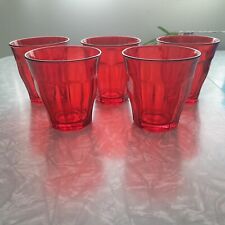 Copos de água suco cor vermelha Duralex Picardie # 16 copos conjunto de 5 comprar usado  Enviando para Brazil