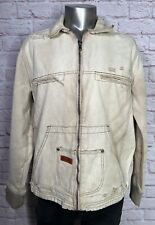 IRO-OCHI Biege Distressed Denim Jacket Men Size XL Destroyed Zip Up, used for sale  Shipping to South Africa