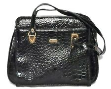 Bolso CHENSON Patrón Cocodrilo Vintage Cuero Negro segunda mano  Embacar hacia Argentina