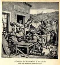Don Quijote & Sanco Panza en regalo viñeta periódico de Hachez de 1931, usado segunda mano  Embacar hacia Mexico