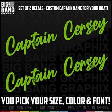 Used, 2 Custom Name Boat Captain Vinyl Decal Sticker Pontoon Fishing Cabin Cruisers for sale  Shipping to South Africa
