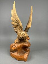 Vintage Hand Carved Folk Art Wooden Eagle Statue Figurine for sale  Shipping to South Africa