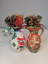 Pair Christmas Vases Decorations Ornaments Vintage Retro 18cm for sale  Shipping to South Africa
