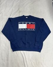 Moletom vintage anos 90 Tommy Hilfiger logotipo gráfico azul marinho gola redonda tamanho XL comprar usado  Enviando para Brazil