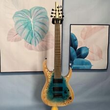 Guitarra elétrica personalizada 7 cordas azul burl folheado de bordo captador HH hardware preto comprar usado  Enviando para Brazil