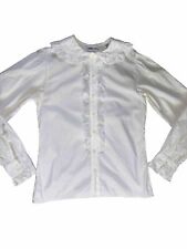 Usado, Antigo! Camisa branca feminina tamanho 6 Peter Pan colarinho babado botão ombros BOM! comprar usado  Enviando para Brazil