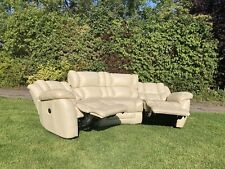 Lazyboy Cream Leather 4 Seater Curved Double Electric Reclining Sofa for sale  THIRSK