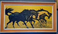 Used, Galloping Horses Print on Board Mid Century Vintage Large Framed  for sale  Shipping to South Africa