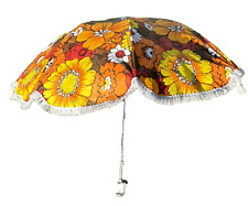 MCM Floral Beach Sun Chair UMBRELLA Clamp Clip-On Handle Vintage Groovy Rare for sale  Shipping to South Africa