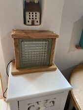 Mature Oak Table Lamp Vintage 70's Glass Block Light - Hand Made, used for sale  Shipping to South Africa