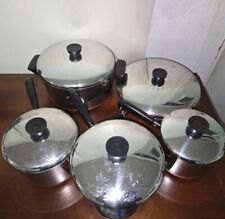 Revere Ware Set 10 Piece Lot Copper Clad Cookware Pots Stock Sauce Lids for sale  Shipping to South Africa