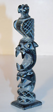 Used, Vtg. Inuit Hand Carved 3-D Green Soapstone Bird Snake Panther Totem Pole 6 1/4" for sale  Shipping to South Africa