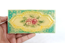 Antique Old Ceramic Tile Japan Handmade Floral Art Collectible Embossed Tile, used for sale  Shipping to South Africa