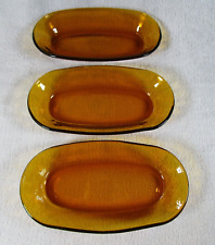 3 Lovely Vintage Duralex Spain Amber Glass Oval Individual Serving Dishes for sale  Shipping to South Africa