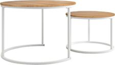 BOFENG Nesting Tables Set of 2 Wood Coffee Table Round White Teak Color for sale  Shipping to South Africa