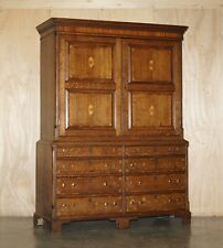 EXQUISITE ANTIQUE 1800 SHERATON INLAID HOUSEKEEPERS CUPBOARD WARDROBE DRAWERS for sale  Shipping to South Africa