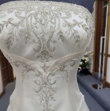 Exclusive Allure ACE Bridal Wedding Dress Gown White Silver Beaded sz2 VTG #1850 for sale  Shipping to South Africa