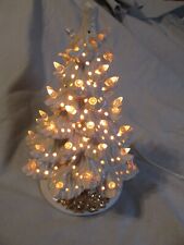 Vintage Ceramic Christmas Tree With Light Base White w/ Clear Lights and Birds for sale  Independence