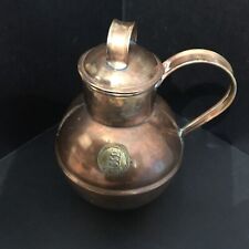 Vintage Small Round Copper /Brass Pot With Handle And Lid ## GUERNESEY Badge c6” for sale  Shipping to South Africa