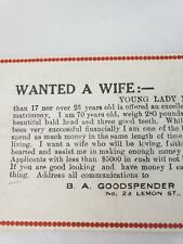 1910 wanted wife for sale  Queen Creek