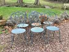 Conjunto raro 6 cadeiras vintage de ferro forjado francês para jardim/pátio, costas em forma de coração, usado comprar usado  Enviando para Brazil
