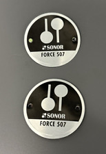 Sonor Force 507 Metal Drum Badge complete with fixing screws, set of 2 (#100), used for sale  Shipping to South Africa