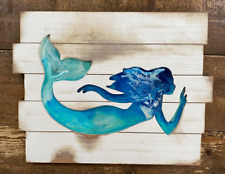Used, Resin Mermaid Art - Rustic Pallet look - ready to hang. Appx 20"x15" for sale  Shipping to South Africa