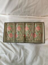 Vtg Libbey St Clair Connoisseur Hiball Glasses x 4 Roses Lattice NIB 13oz Gold for sale  Shipping to South Africa