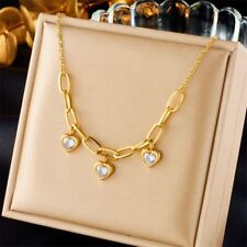 3 Colors Woman 18K Gold Plated Simulated Emerald CZ Heart Charm Chain Necklace, used for sale  Shipping to South Africa