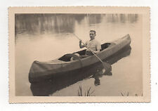 Photo boat oar canoeing rower man lake etigny 1935 paddle paddling snapshot d'occasion  Expédié en Belgium