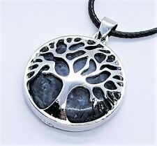 Black Tourmaline Necklace Healing Tree of Life Pendant Leather Cord Necklace for sale  WOLVERHAMPTON