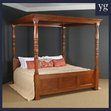 English 18th Century Style 6ft 6” Super King Oak Four Poster Bed (Circa 1990) for sale  Shipping to South Africa