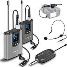 Alvoxcon Dual TG220 Wireless Headset Lavlier Microphone System Lapel Phone DSLR for sale  Shipping to South Africa