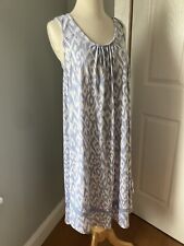 L 38+ Bust Blue White Geometric Stretch Knit Sleeveless Scoop Shift Tent Dress for sale  Shipping to South Africa
