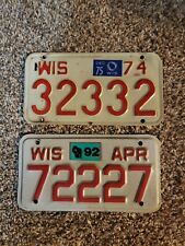 Lote X2 de placas de motocicleta vintage Wisconsin 1974 74 89, usado comprar usado  Enviando para Brazil